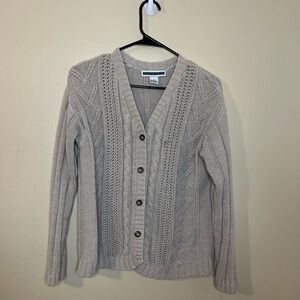 Jennifer Moore Light Beige Cable Knit Cardigan